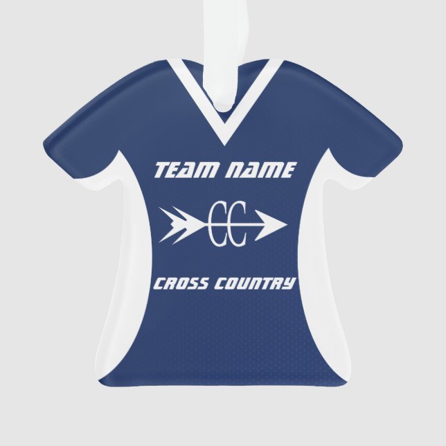 Cross Country Blue Sports Jersey Ornament (Front)