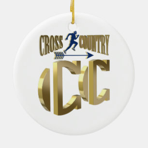 Cross country ceramic ornament