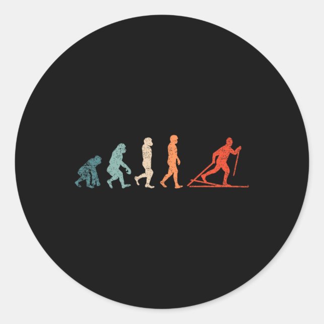 Cross Country Evolution Xc Skiing Outfit Funny Ski Classic Round Sticker (Front)