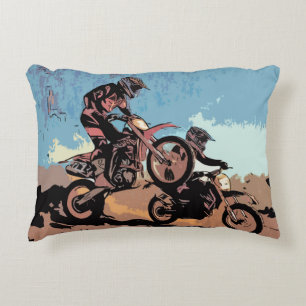 Cross Country Race - Dirt Bike Racers Accent Pillow