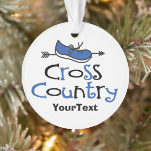 Cross Country Runner Blue Shoe© Custom front/back Ornament