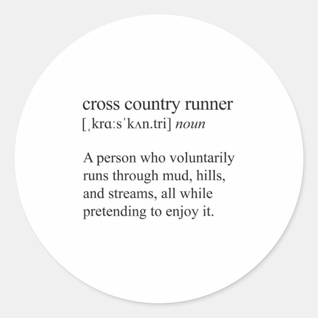 Cross Country Runner Definition, Xc Running  Classic Round Sticker (Front)