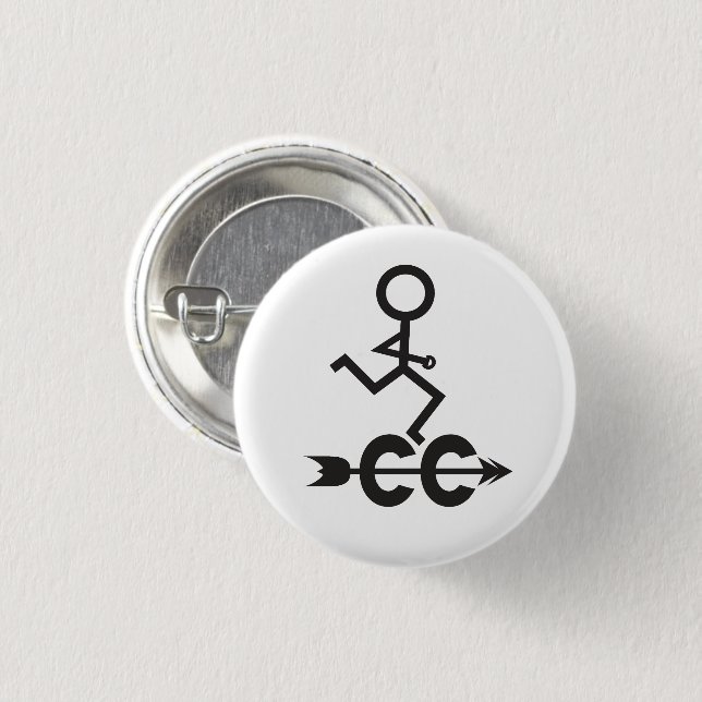 Cross Country Runner © Running and Arrow Symbol 1 Inch Round Button (Front & Back)
