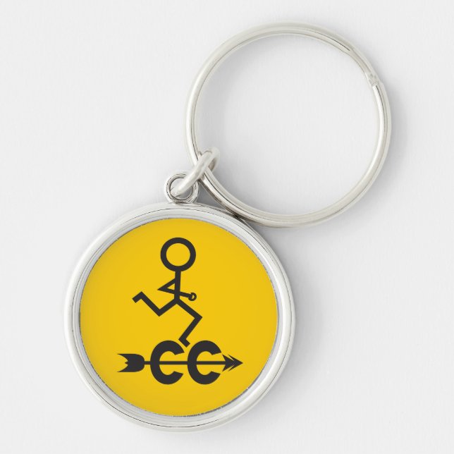 Cross Country © Runner Running | Yellow Background Keychain (Front)
