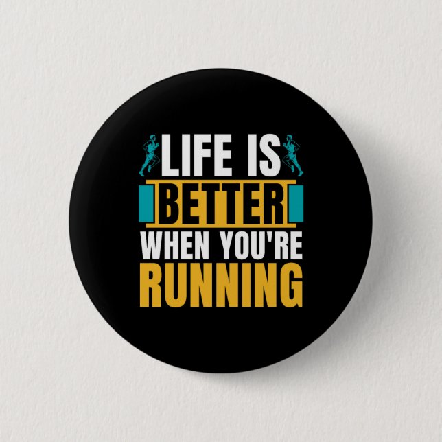 Cross Country Running Life Is Better When Athletic 2 Inch Round Button (Front)