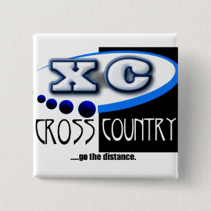 CROSS COUNTRY RUNNING MOTTO - GO THE DISTANCE XC 2 INCH SQUARE BUTTON