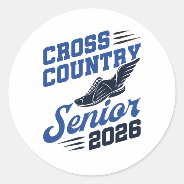 Cross Country Senior 2026 XC Runner Classic Round Sticker (Front)