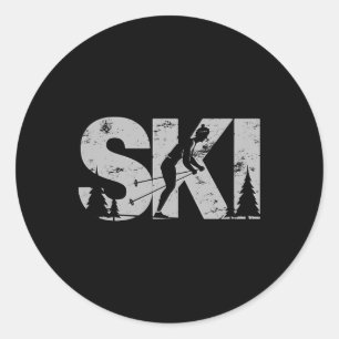 Cross Country Ski Cool Skiing Nordic Skier Gift Wo Classic Round Sticker