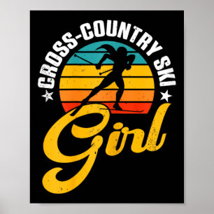Cross Country Ski Girl Retro Winter Sports Skier B Poster