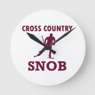 Cross Country Ski Snob Round Clock