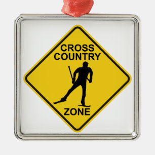 Cross Country Ski Zone Metal Ornament