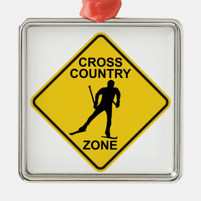 Cross Country Ski Zone Metal Ornament (Front)