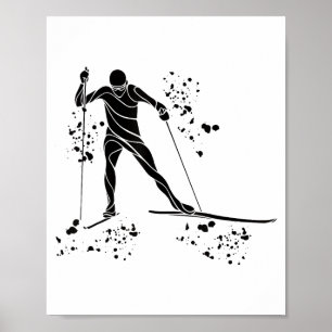 Cross country skier nordic xc skiing poster