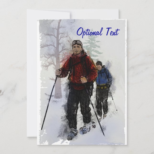 Cross Country Skiers - Customizable Invitation (Front)