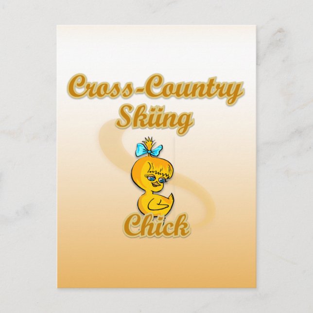 Cross-Country Skiing Chick Postcard (Front)