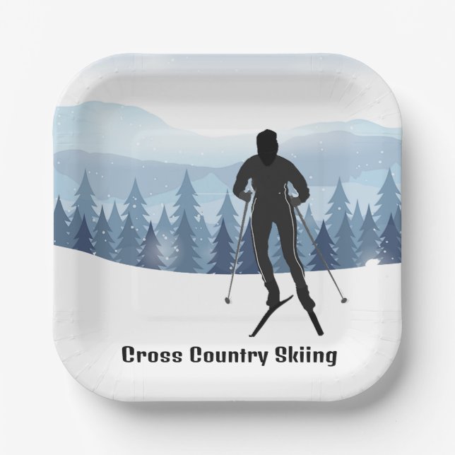 Cross Country Skiing  Design Paper Plates (Front)