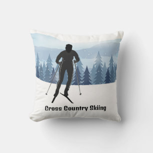 Cross Country Skiing Design Throw Pillow
