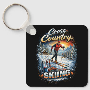 Cross Country Skiing Keychain