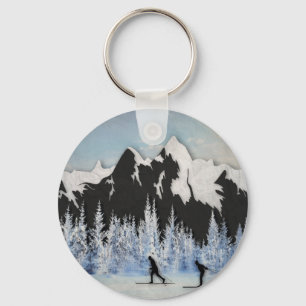 Cross Country Skiing Keychain