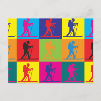 Cross Country Skiing Pop Art Postcard
