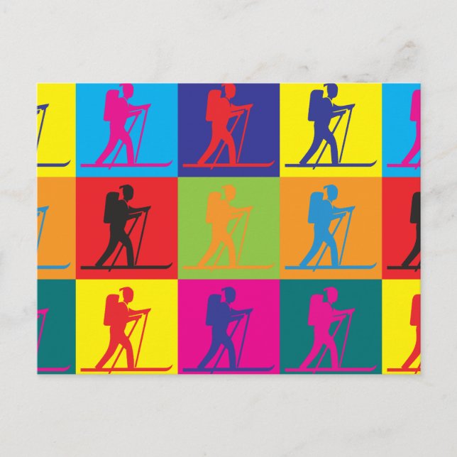 Cross Country Skiing Pop Art Postcard (Front)