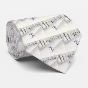 Cross Country Skiing Watercolor Tie