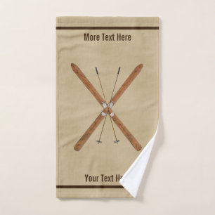Cross-Country Skis And Poles Bath Towel Set