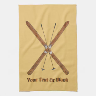 Cross-Country Skis And Poles Kitchen Towel