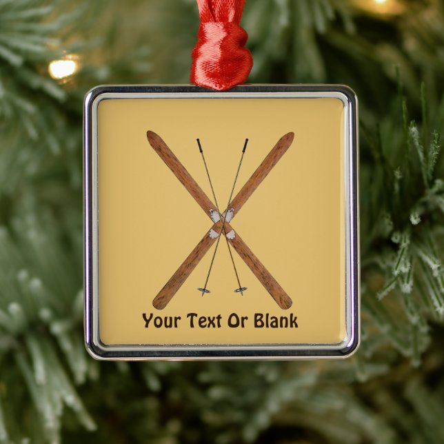 Cross-Country Skis And Poles Metal Ornament (Tree)