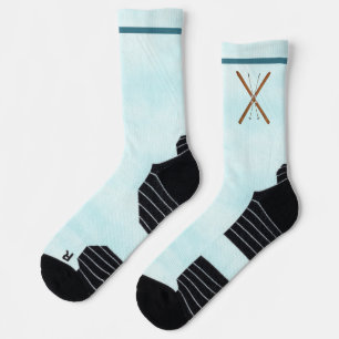Cross-Country Skis And Poles On Snow Socks