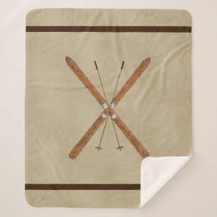 Cross-Country Skis And Poles Sherpa Blanket