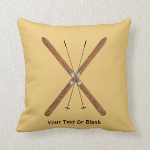 Cross-Country Skis And Poles Throw Pillow