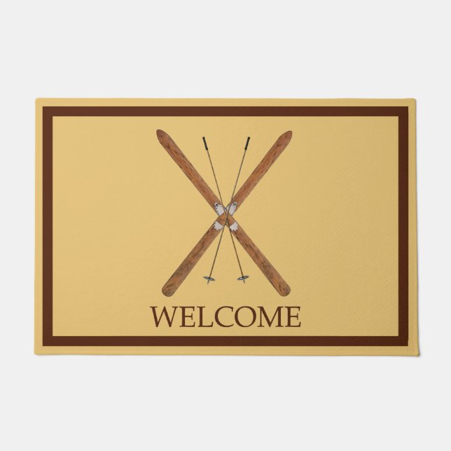 Cross-Country Skis And Poles - Welcome Doormat (Front)