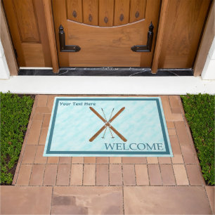 Cross-Country Skis On Snow - Welcome Doormat