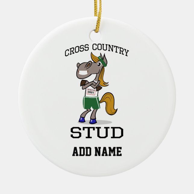 Cross Country Stud Ceramic Ornament (Front)