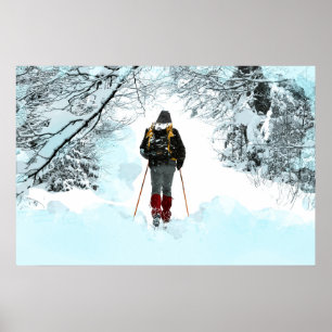 Cross Country Through Snowy Woods Poster