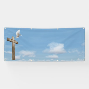 cross dove sky blank church template banner