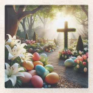 Cross/Easter egg/Lilly Glass Coaster