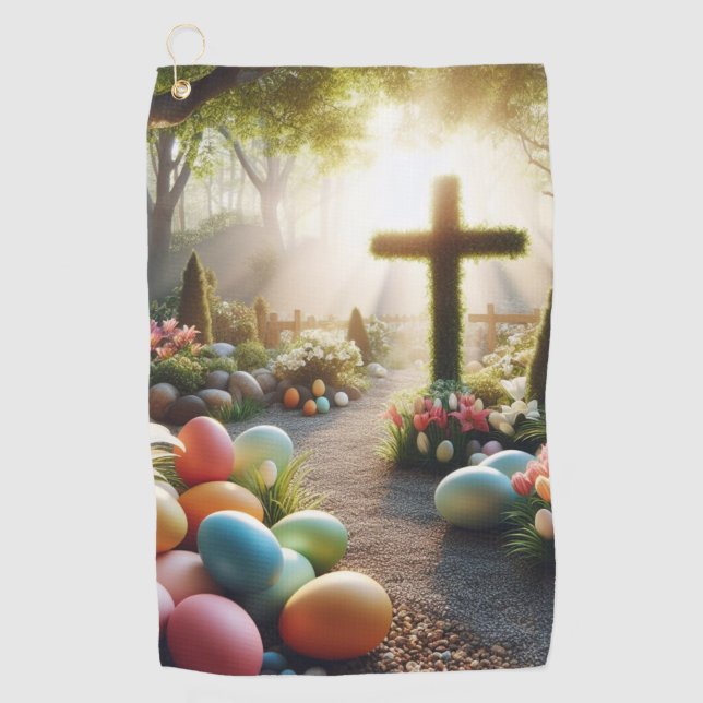 Cross/Easter egg/Lilly  Golf Towel (Front)