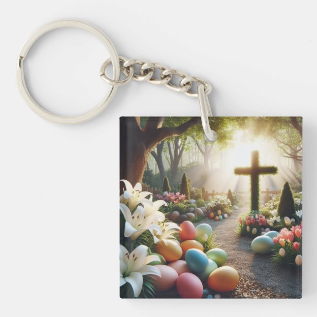 Cross/Easter egg/Lilly  Keychain (Front)