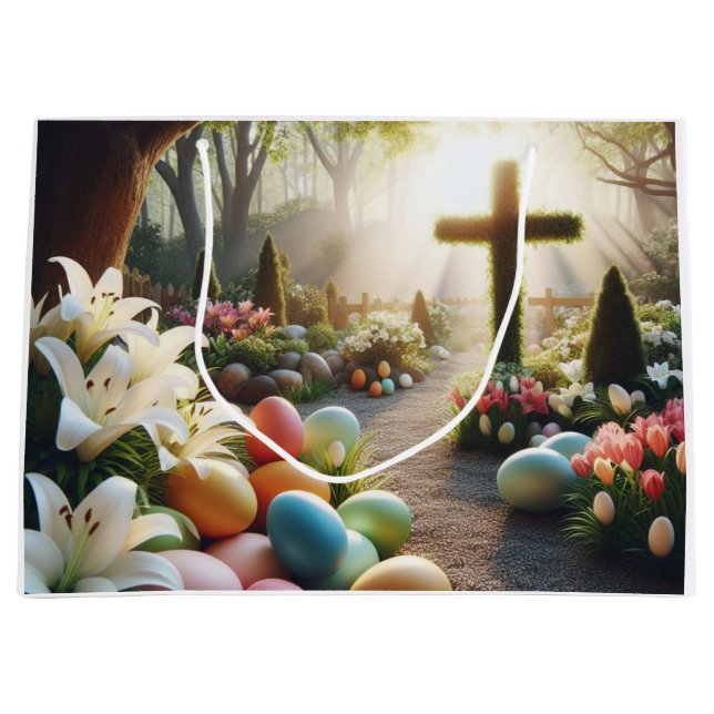 Cross/Easter egg/Lilly  Large Gift Bag (Front)