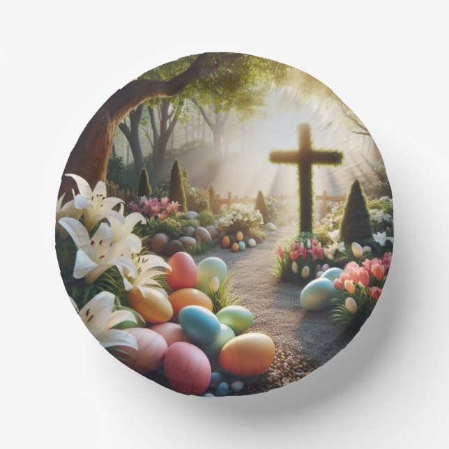 Cross/Easter egg/Lilly  Paper Plate (Front)