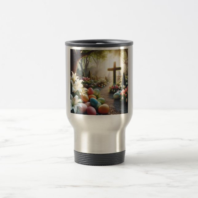 Cross/Easter egg/Lilly  Travel Mug (Center)