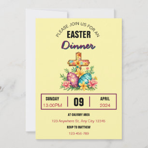Cross Eggs Dinner Easter Invitation Card