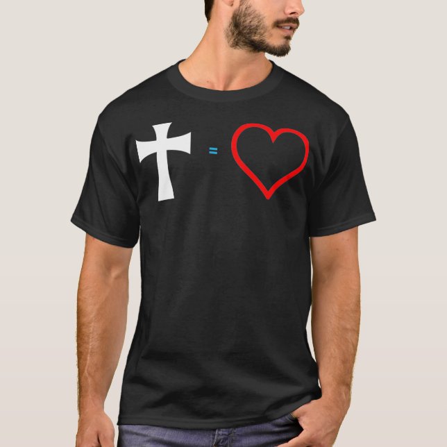 Cross Equals Love Christian Heart Jesus Easter  T-Shirt (Front)
