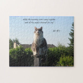 Cross Eyed cat and Job 38:7 Jigsaw Puzzle