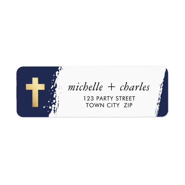 CROSS FAUX GOLD stylish brush stroke navy blue (Front)
