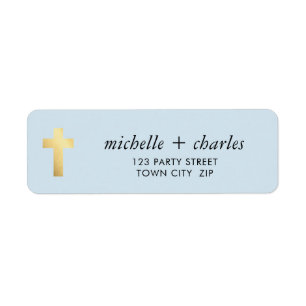 CROSS FAUX OR élégant simple bébé bleu