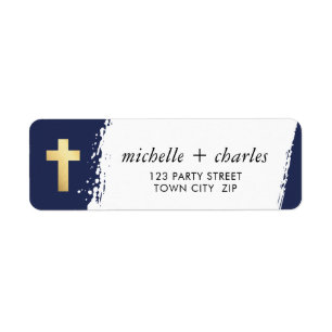 CROSS FAUX OR trait de brosse stylisé bleu marine