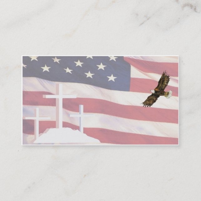 Cross & Flag BC w eagIe 5-10 Business Card (Front)